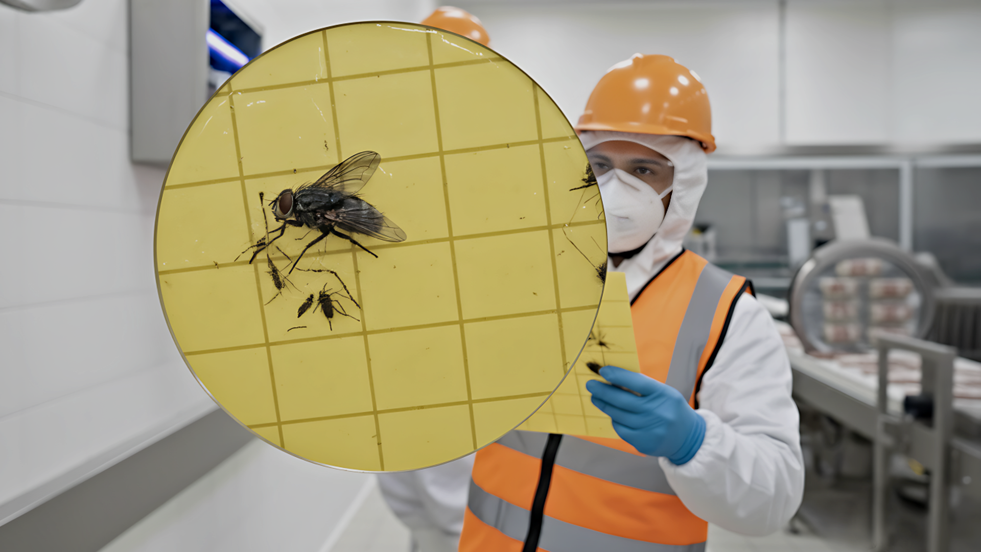 Control de moscas — instalación de trampas UV adhesivas