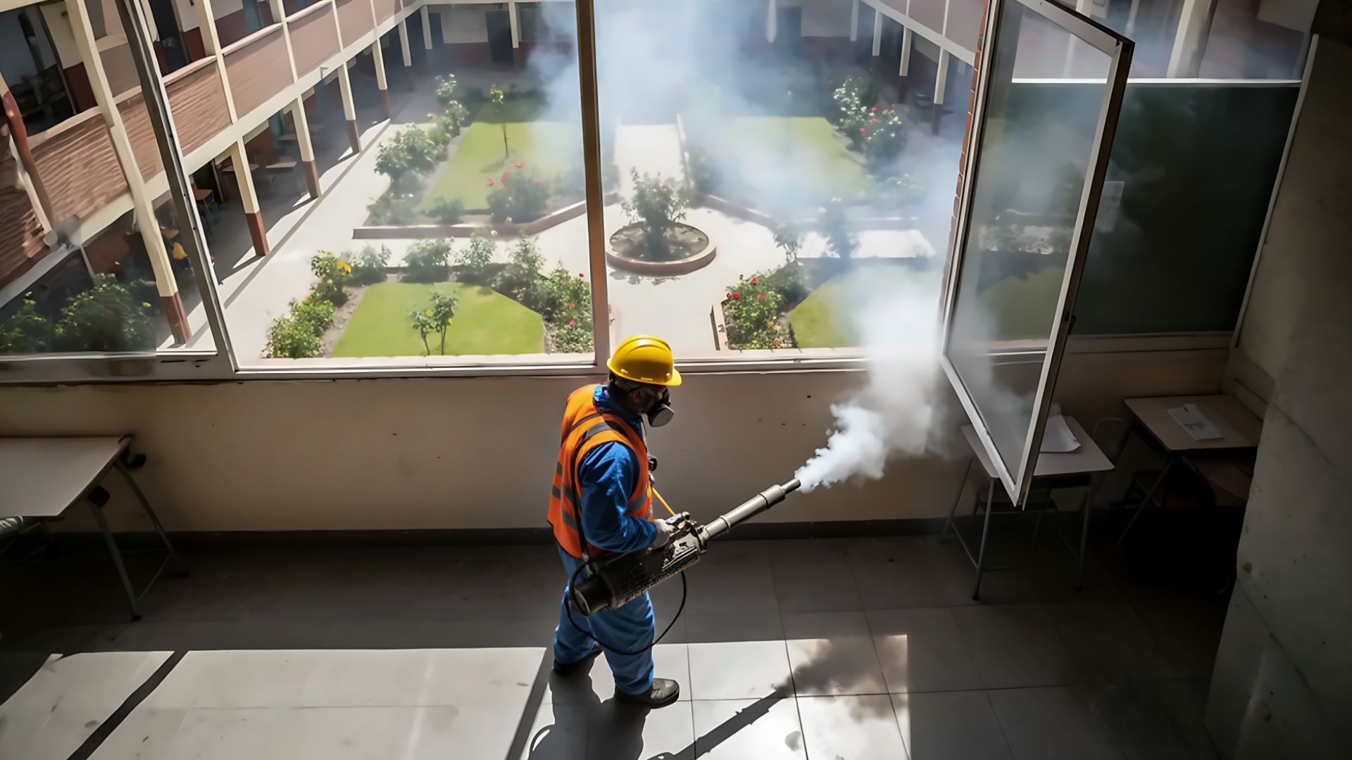 Fumigación dengue — termonebulización en colegios